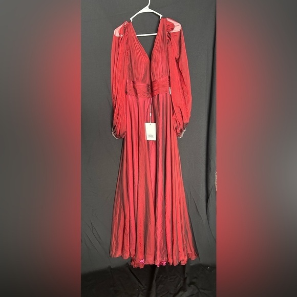 Mac Duggal 67414 NWT CHIFFON OPEN SLEEVE A LINE GOWN - Picture 5 of 7